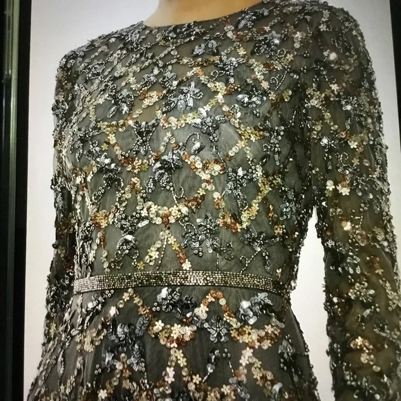 Mac Duggall Beaded Long Sleeve A-Line Gown, Size 8, Gray - Picture 7 of 7